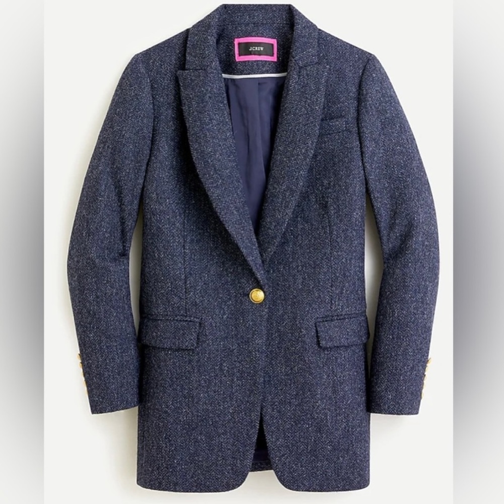 JCrew Herringbone Navy Blazer